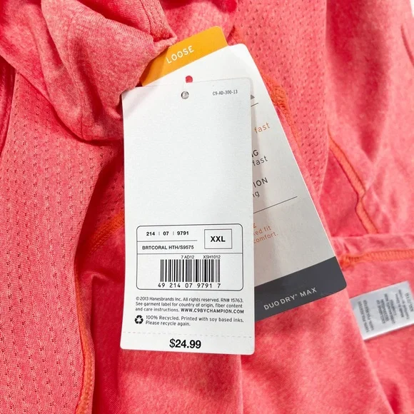 NWT C9 Champion Athletic Top Peekaboo Back Shirt Coral XXL - Picture 12 of 14